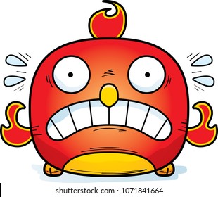 A cartoon illustration of a phoenix bird looking scared.