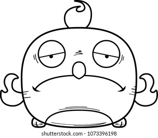 A cartoon illustration of a phoenix bird looking sad.