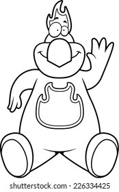 A cartoon illustration of a phoenix sitting.