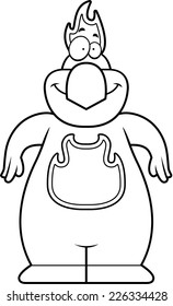 A cartoon illustration of a phoenix smiling.
