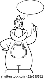 A cartoon illustration of a phoenix thinking.