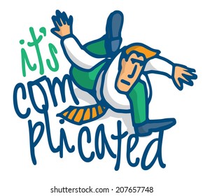 Cartoon illustration phrase of a complicated matter on a businessman