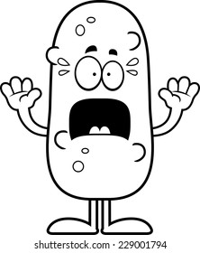 A cartoon illustration of a pickle looking scared.