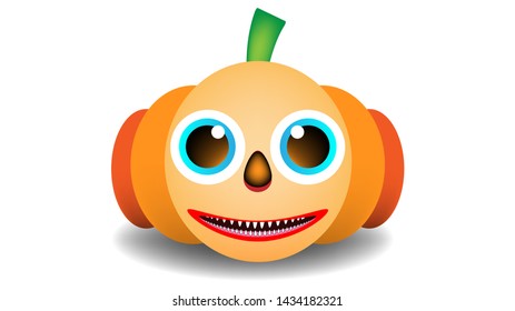 The cartoon illustration picture of an orange pumpkin use for the Halloween celebration. ( vector )