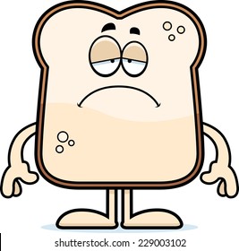 A cartoon illustration of a piece of bread looking sad.
