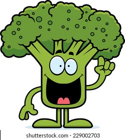 A cartoon illustration of a piece of broccoli with an idea.