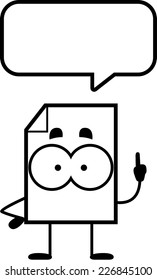 A cartoon illustration of a piece of paper talking.