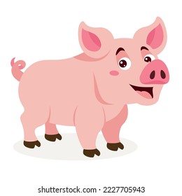 Cartoon Illustration Of A Pig