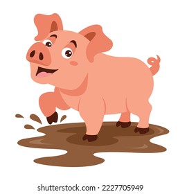 Cartoon Illustration Of A Pig