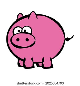 Cartoon illustration of Pig doodle with hand drawn style, best for t-shirt design, logo, and mascot for kids product