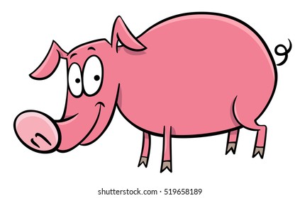 Cartoon Illustration of Pig Farm Animal Character