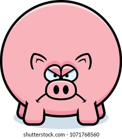 A cartoon illustration of a pig looking angry.