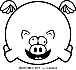 A cartoon illustration of a pig looking crazy.