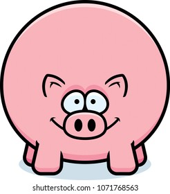 A cartoon illustration of a pig looking happy.