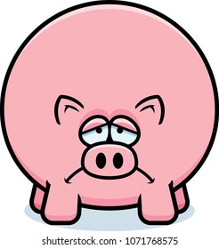 A cartoon illustration of a pig looking sad.