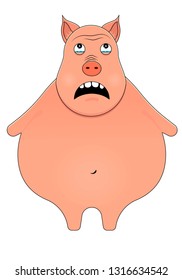 Cartoon illustration of a  pig looking terrified.  Pig Panic 