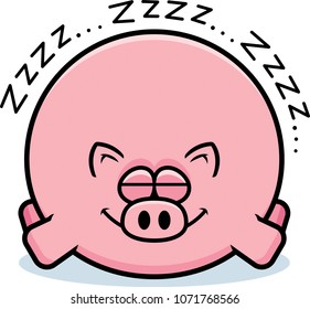 A cartoon illustration of a pig sleeping.