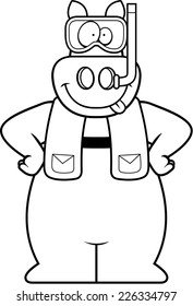 A cartoon illustration of a pig wearing snorkeling gear.