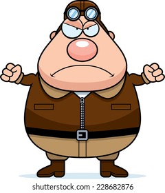 A cartoon illustration of a pilot looking angry.