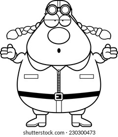 A cartoon illustration of a pilot looking confused.
