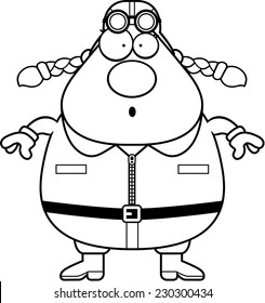 A cartoon illustration of a pilot looking surprised.