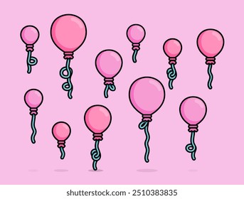 Cartoon illustration of pink doodle balloon. Can be used for birthdays, parties, Valentine Day, celebrations and printed on t-shirts, hoodies, tote bags