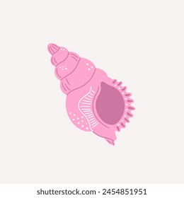 Cartoon illustration of pink sea shell. Cute hand drawn vector illustration of seashell