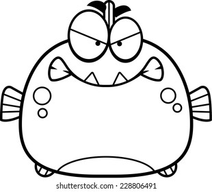 A cartoon illustration of a piranha looking angry.