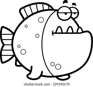 A cartoon illustration of a piranha looking bored.