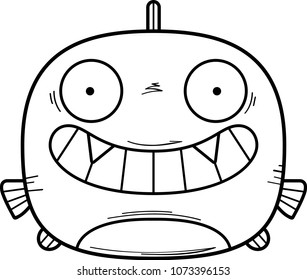 A cartoon illustration of a piranha looking happy.