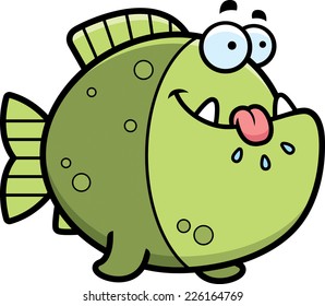 A cartoon illustration of a piranha looking hungry.