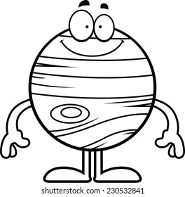 A cartoon illustration of the planet Jupiter looking happy.