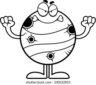 A cartoon illustration of the planet Mercury looking angry.