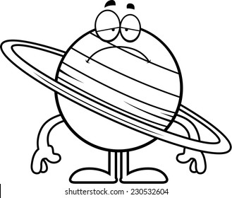 A cartoon illustration of the planet Saturn looking sad.