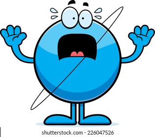 A cartoon illustration of the planet Uranus looking scared.