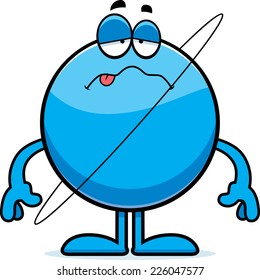A cartoon illustration of the planet Uranus looking sick.