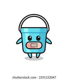 Cartoon Illustration of plastic bucket with tape on mouth , cute style design for t shirt, sticker, logo element