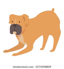 Cartoon illustration of a playful boxer dog bowing down in a playful stance