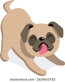 Cartoon Illustration of a Playful Pug Puppy. Kawaii pug vector illustration