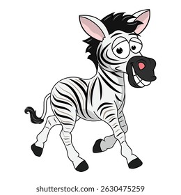 Cartoon Illustration of a Playful Zebra