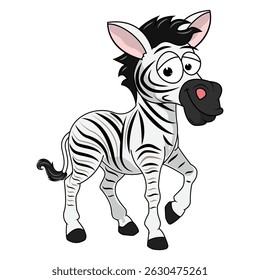 Cartoon Illustration of a Playful Zebra