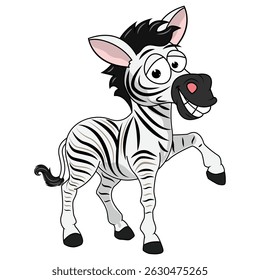 Cartoon Illustration of a Playful Zebra