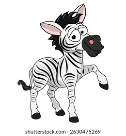 Cartoon Illustration of a Playful Zebra
