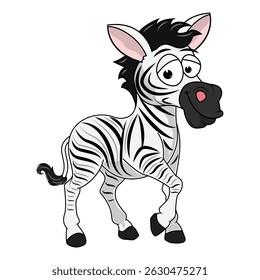 Cartoon Illustration of a Playful Zebra