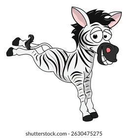 Cartoon Illustration of a Playful Zebra