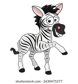 Cartoon Illustration of a Playful Zebra