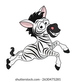 Cartoon Illustration of a Playful Zebra