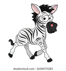 Cartoon Illustration of a Playful Zebra