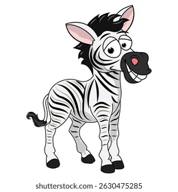 Cartoon Illustration of a Playful Zebra