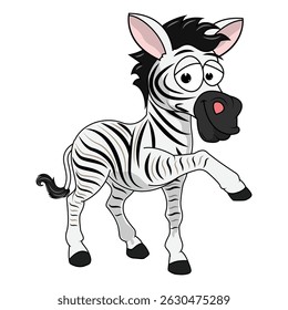 Cartoon Illustration of a Playful Zebra